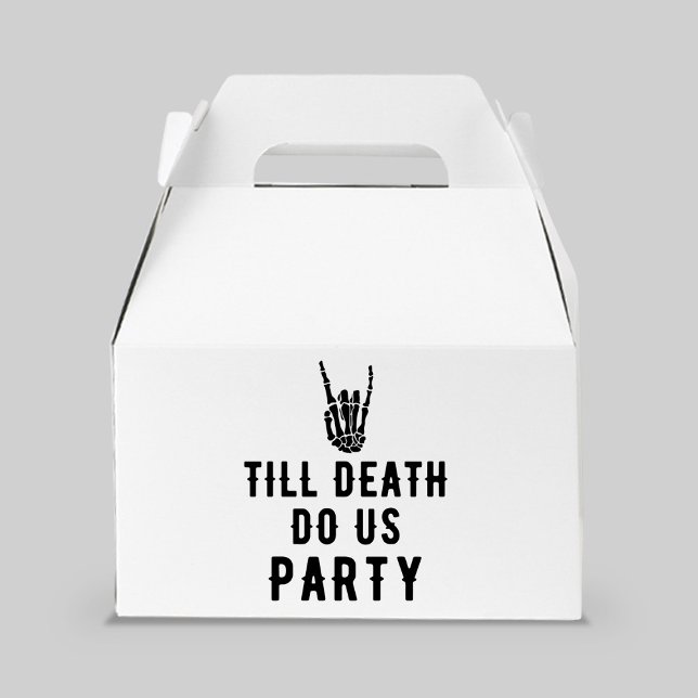 Bis zum Tod tun uns Party White Skelett Party Gues Geschenkschachtel (Till Death Do Us Party White Skeleton Party Guest Favor Boxes
)
