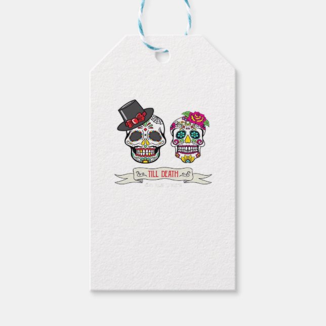 Bis zum Tod tun uns Schädel Hochzeit Braut und Gro Geschenkanhänger (Vorderseite)