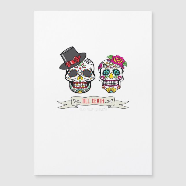 Bis zum Tod tun uns Schädel Hochzeit Braut und Gro Magnetkarte (Vorderseite)