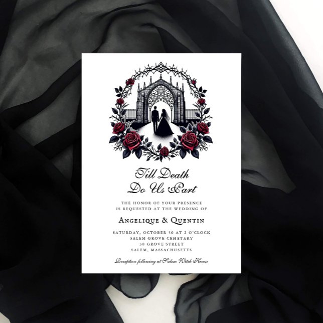 Bis zum Tod tun uns Teil Elegant Goth Wedding Einladung (Till Death Do Us Part Goth Wedding Invitation )