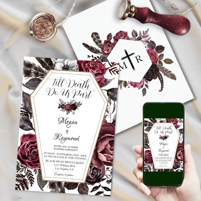 Bis zum Tod tun uns Teil florales Elegant Goth Wed Einladung (Von Creator hochgeladen)