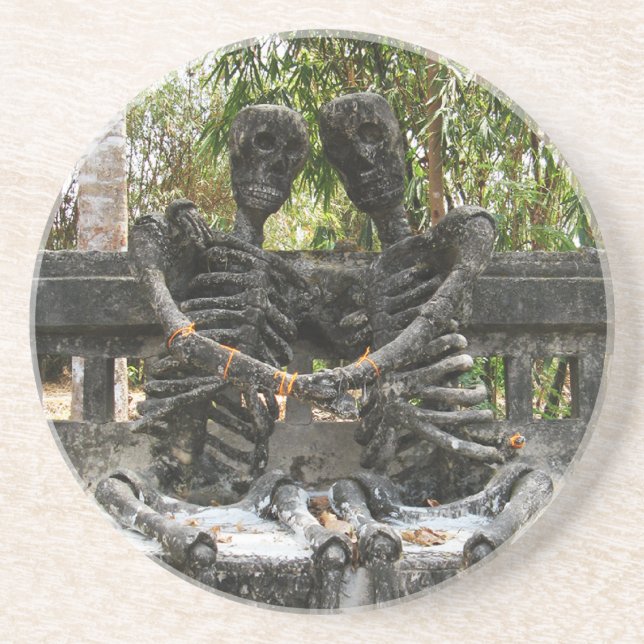 Bis zum Tod tun uns Teil ... Nong Khai, Thailand Sandstein Untersetzer (Vorne)