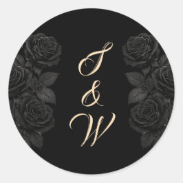 Bis zum Tod tun uns Teil Schwarze Hochzeitmonogram Runder Aufkleber