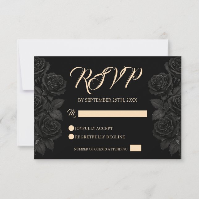Bis zum Tod tun uns Teil schwarze Rose gotische Ho RSVP Karte (Vorderseite)