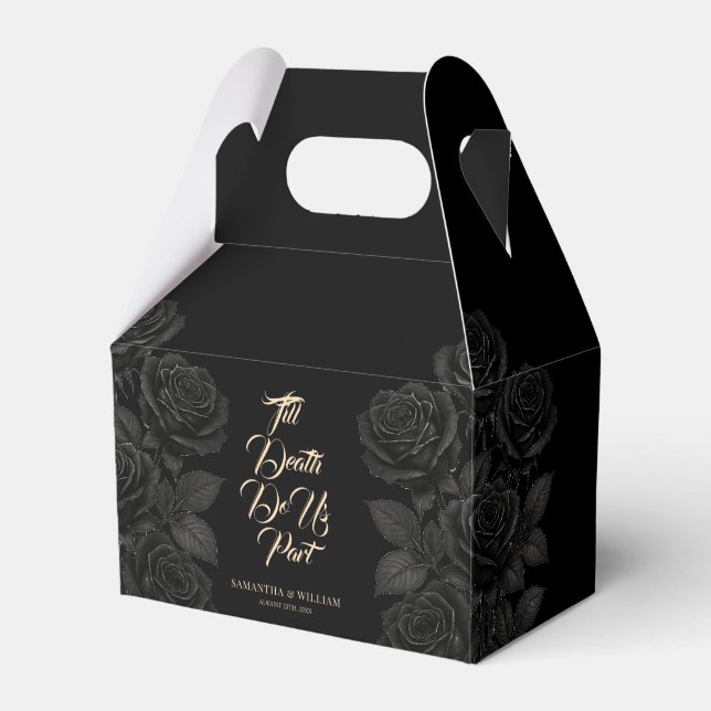 Bis zum Tod tun uns Teil Schwarze Rose Hochzeit Geschenkschachtel (Vorderseite)