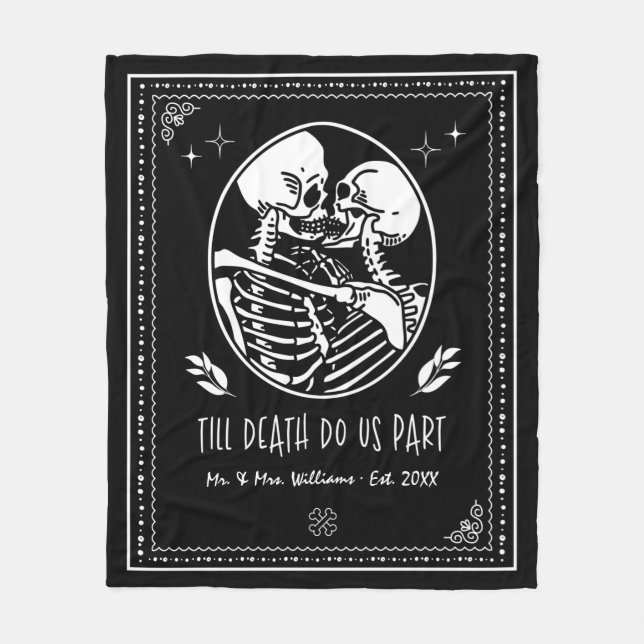 Bis zum Tod tun uns Teil Skelett Paar Personalisie Fleecedecke (Vorderseite)
