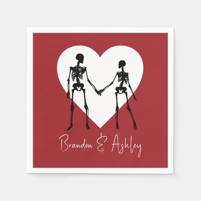 Bis zum Tod tun uns Teil Skelett Red Napkins Serviette (Vorderseite)