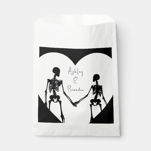 Bis zum Tod tun uns Teil Skelett Weiße Gunsttasche Geschenktütchen (Vorderseite)