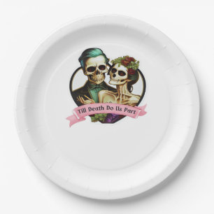 Bis zum Tod tun uns Teil Valentine Skelett Classic Pappteller
