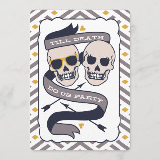 Bis zum Tod tun wir Party - Silberblaue Hochzeit Einladung