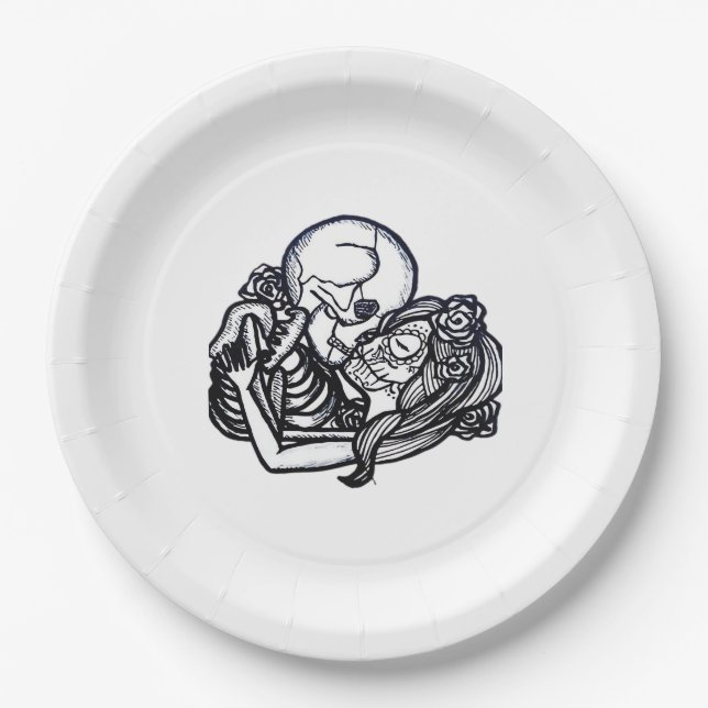 Bis zum Tod tun wir Teil Classic - Spooky Skeleton Pappteller (Vorderseite)