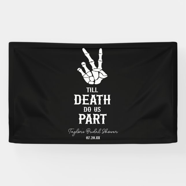 Bis zum Tod tun wir Teil Skelett-Brautparty Banner (Horizontal)