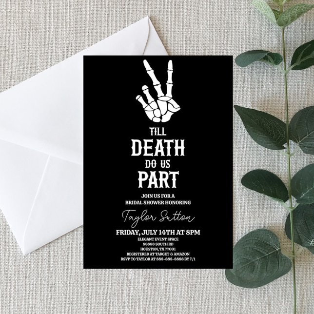 Bis zum Tod tun wir Teil Skelett-Brautparty Einladung (Von Creator hochgeladen)