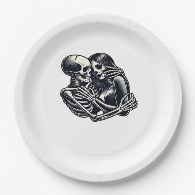 Bis zum Tod tun wir's - Gothic Skeleton Art Clas Pappteller (Vorderseite)