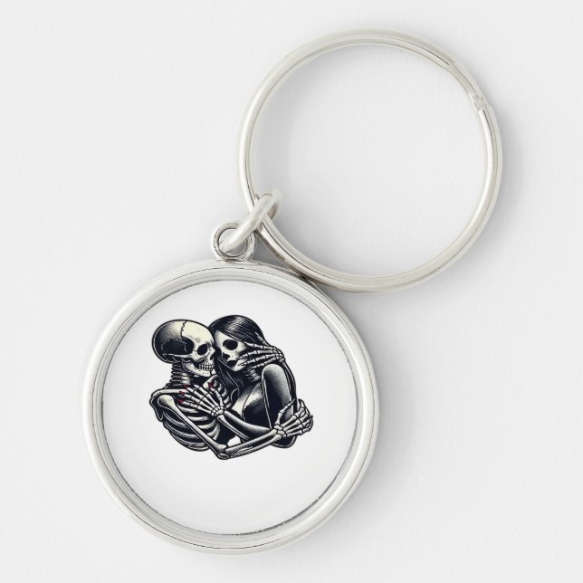Bis zum Tod tun wir's - Gothic Skeleton Art Clas Schlüsselanhänger (Vorne)