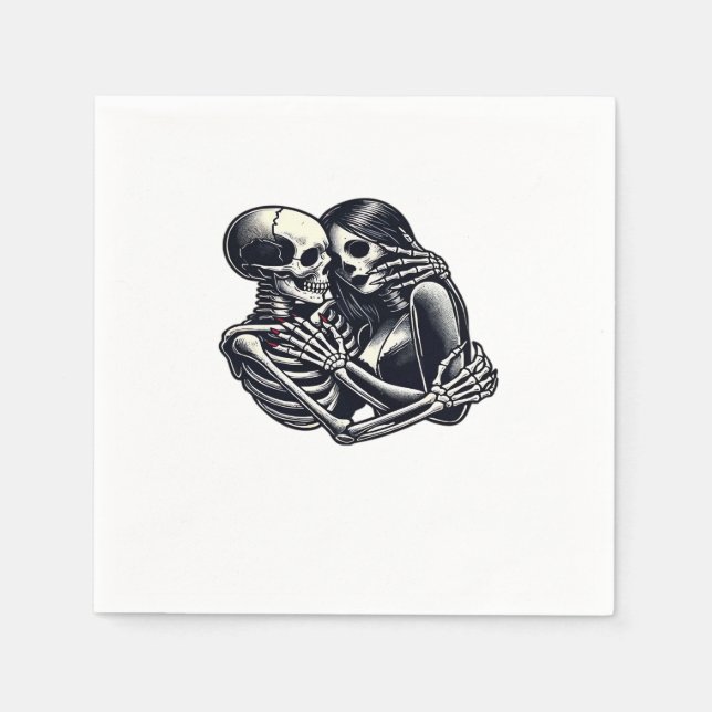 Bis zum Tod tun wir's - Gothic Skeleton Art Clas Serviette (Vorderseite)