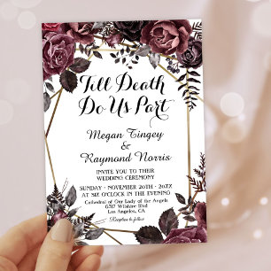 Bis zum Tod   White Gothic Dark Floral Elegante Fa Einladung