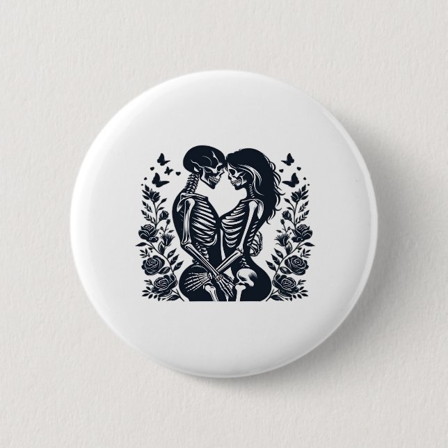 Bis zum Tod wir - Skeleton Couple Gothic Design Cl Button (Vorderseite)