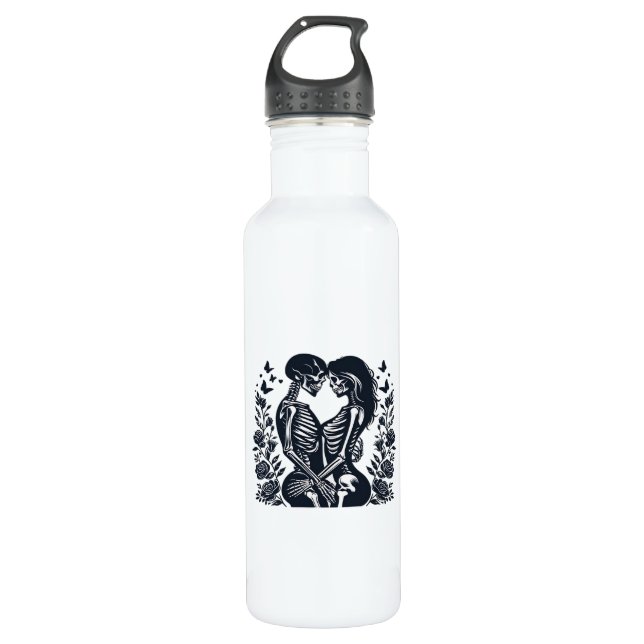 Bis zum Tod wir - Skeleton Couple Gothic Design Cl Edelstahlflasche (Vorderseite)