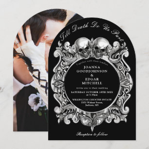 Bis zum Todegotischen Schädel Foto Hochzeit angefa Einladung