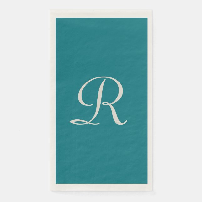 Biscay Bay Blue Trendy Mit Monogramm Minimalistisc Serviette (Vorderseite)