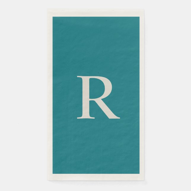 Biscay Bay Blue Trendy Mit Monogramm Paper Guest Serviette (Vorderseite)