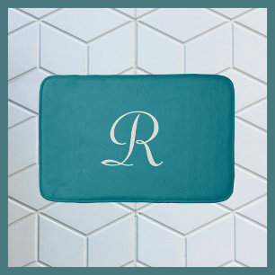 Biscay Bay Blue Trendy Mit Monogramm Plush Bath Ma Badematte