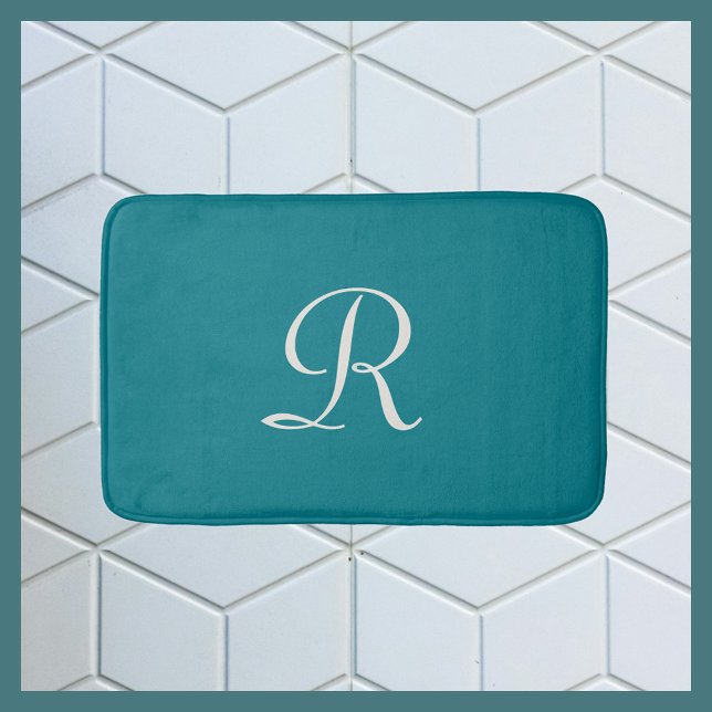 Biscay Bay Blue Trendy Mit Monogramm Plush Bath Ma Badematte (Von Creator hochgeladen)