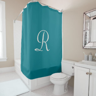 Biscay Bay Trendy Blau Weiße Monogramm Duschvorhang