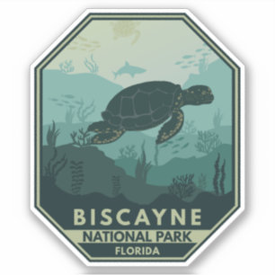 Biscayne Nationalpark Schildkröte Retro Emblem Aufkleber