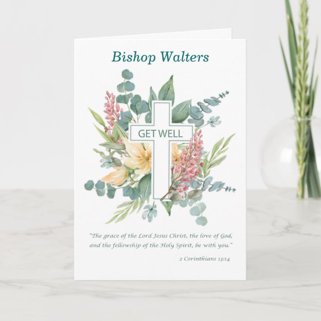 Bischof bekommt gut religiöses Kreuz mit Wild Flor Karte (Vorderseite)