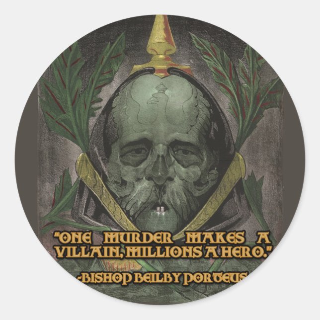 Bischof Porteus Zitat über Helden und Villains Runder Aufkleber (Vorderseite)