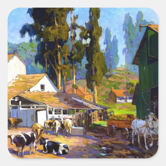 Bischoff - The Dairy, populäre Malerei Quadratischer Aufkleber (Vorderseite)