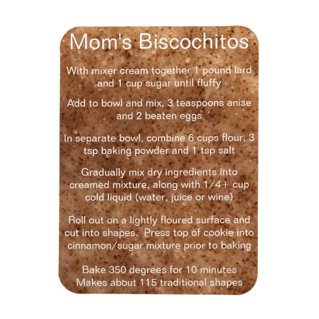 Biscochito New Mexico's offizielles Kochrezept Magnet (Vertikal)