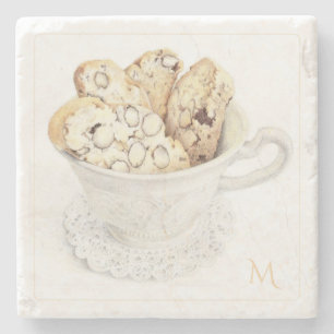 BISCOTTI Marmorstein Untersetzer + Initiale
