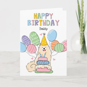Biscuit White Samoyed Dog Bonne carte d'anniversai