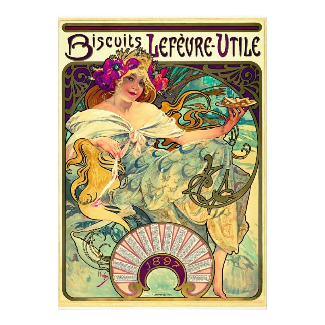Biscuits Lefevre-Utile von Alphonse Mucha (1896) Fotodruck (Vorne)