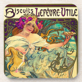 Biscuits Lefevre-Utile von Alphonse Mucha (1896) Getränkeuntersetzer