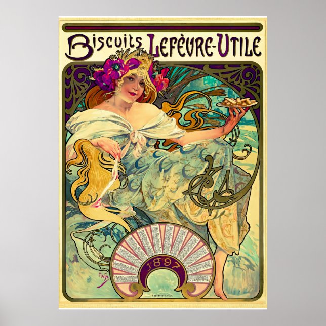 Biscuits Lefevre-Utile von Alphonse Mucha (1896) Poster (Vorne)
