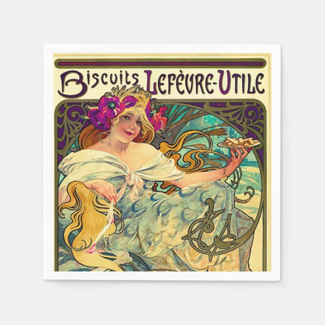 Biscuits Lefevre-Utile von Alphonse Mucha (1896) Serviette (Vorderseite)