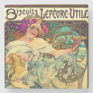 Biscuits Lefevre-Utile von Alphonse Mucha (1896) Steinuntersetzer