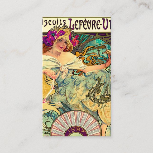 Biscuits Lefevre-Utile von Alphonse Mucha (1896) Visitenkarte (Vorderseite)