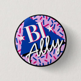 Bisexual Ally Pink Blue Sprinkles 90er Memphis Button
