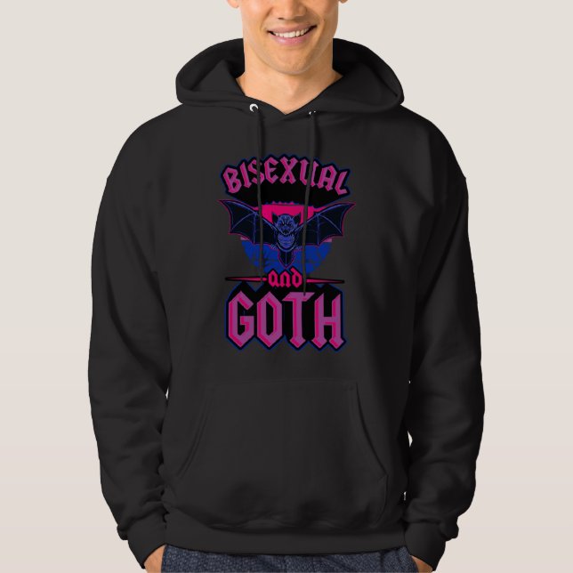 Bisexual And Goth Gothic Emo Bat Pride LGBTQ Hallo Hoodie (Vorderseite)