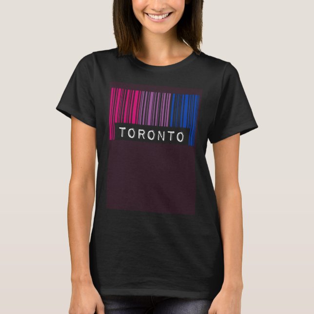 Bisexual Barcode Pride Toronto Canada Queer Aesthe T-Shirt (Vorderseite)