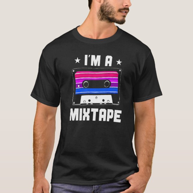 Bisexual Bi Pride Flag Cassette Tape Ich bin ein M T-Shirt (Vorderseite)
