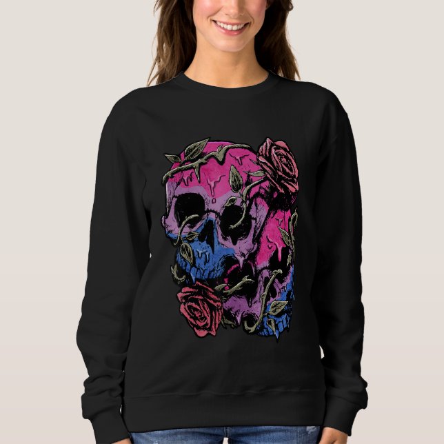 Bisexual Bi Pride Flag Gothic Skull Sweatshirt (Vorderseite)