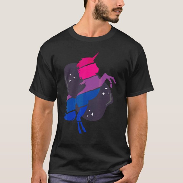Bisexual Bi Pride Flag Unicorn T-Shirt (Vorderseite)