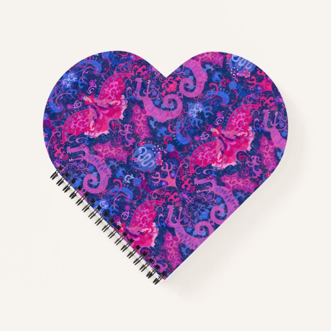Bisexual Dragon Damask - Bi Pride Flag Colors Notizbuch (Vorderseite)