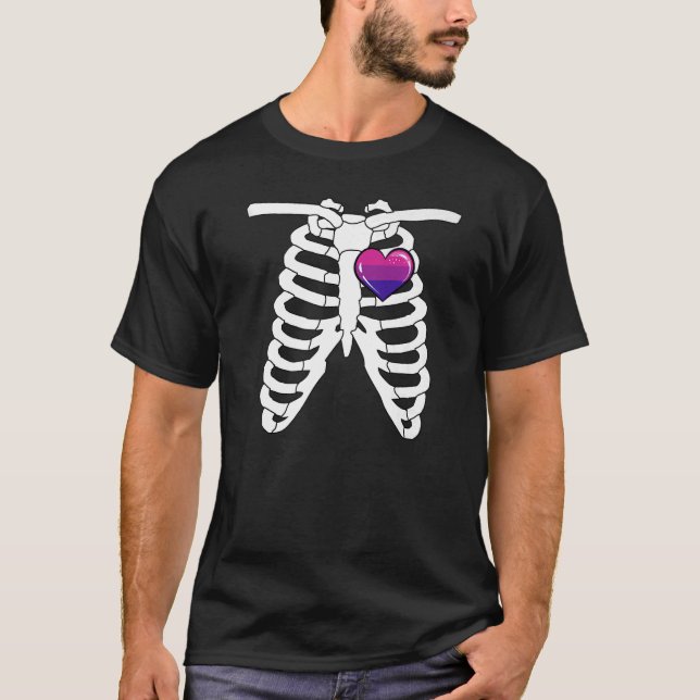 Bisexual Halloween Pride Skeleton Lgbtq Bi Hallow T-Shirt (Vorderseite)